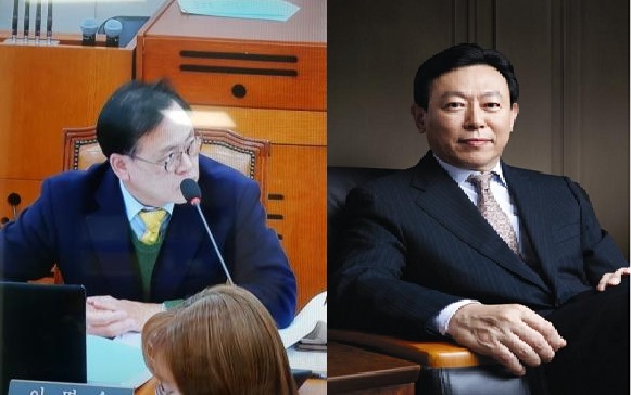 이명수 의원과 신동빈 롯데 회장.(왼쪽부터)