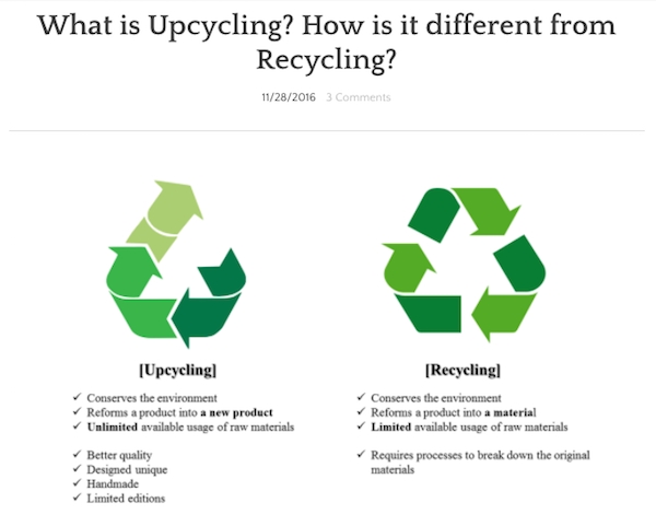 재활용(recycling)과 업사이클링(upcycling)의 차이.