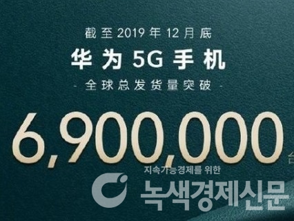 화웨이가 웨이보에 밝힌 작년 5G폰 판매량