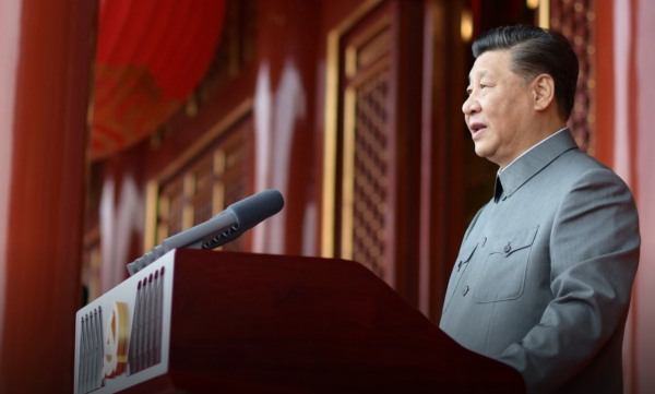 시진핑 중국 주석이 공산당 창당 100주년 기념행사에서 연설하는 모습 [사진=CNN화면 캡처]