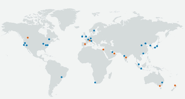 AWS 클라우드의 전세계 지역 네트워크망. [사진=AWS]