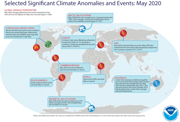 아시아에서는 올해 5월 기온이 20세기 평균보다 섭씨 2도 이상 상승했다. 관측 사상 가장 뜨거웠던 5월로 기록됐다. [사진=NOAA]